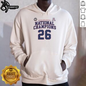 Premium NCAA Division I Men's Basketball Arizona 26 National Champions Hoodie featuring team colors and logo.