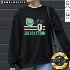 Awesome Celtics Jayson Tatum signature jersey sweatshirt in green with player name and number, perfect for fans.