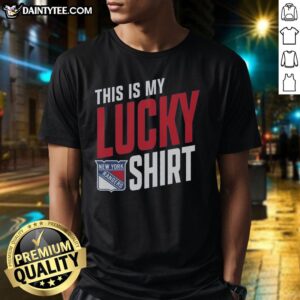 Awesome New York Rangers 'This Is My Lucky' T-shirt featuring team colors and logo, perfect for fans and game day attire.