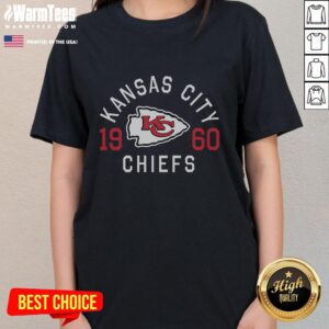 Stylish Kansas City Chiefs Heritage Print Ladies Tee showcasing team colors and logo for passionate fans.