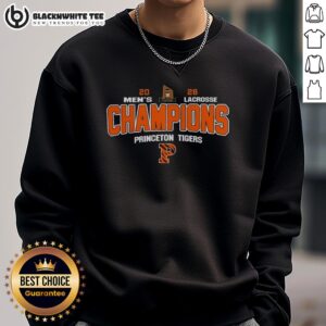 Princeton Tigers 2026 Ivy League Men's Lacrosse Tournament Champions sweatshirt featuring team logo and vibrant colors.