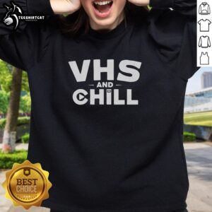 Cozy Premium VHS and Chill vintage sweatshirt in soft fabric, perfect for retro film lovers and casual wear.