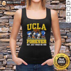 Original Peanuts x UCLA Bruins tank top featuring cartoon characters with 'Forever Fan, Not Just When We Win' slogan.