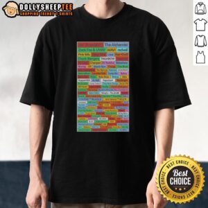 Official Earl Sweatshirt t-shirt featuring The Alchemist, Zack Fox, and Uway name list design for hip-hop fans.