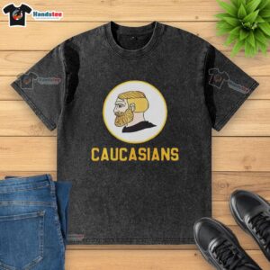 Official Yes Chad Caucasians logo on a washed t-shirt, showcasing a stylish and casual design for fans.