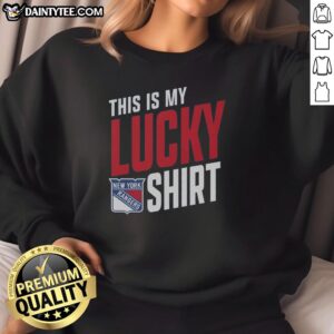 Awesome New York Rangers sweatshirt with vibrant colors, perfect for fans, showcasing team spirit and luck.