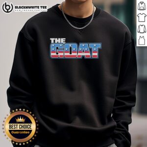 Alt Text: Top The Goat American Flag Pattern Sweatshirt featuring a vibrant patriotic design for stylish comfort.