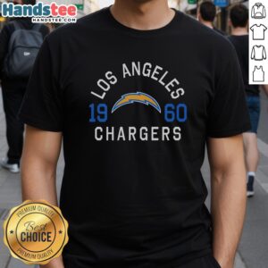 Premium Los Angeles Chargers Heritage Print T-Shirt showcasing team colors and logo for fans and collectors.