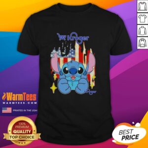 Alt Text: Cute Stitch Like Kroger USA Flag T-Shirt featuring vibrant colors and a playful design, perfect for patriotic occasions.