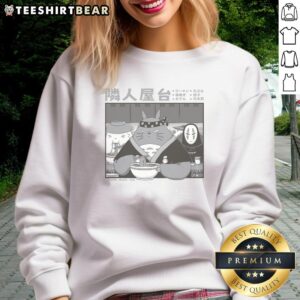 Nice We Know A Place Spirit Away ramen sweatshirt featuring vibrant anime-inspired design and cozy fit.