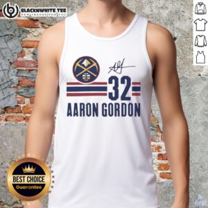 Alt Text: Top Aaron Gordon Denver Nuggets signature name and number tank top featuring vibrant team colors and graphics.