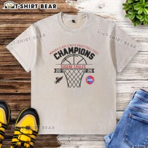Alt Text: Eugene Eagles MSHSAA Class 2 Boys Basketball State Champions 2026 washed t-shirt showcasing team pride and victory.