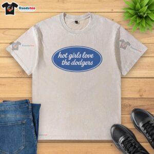 Pretty hot girls wearing Los Angeles Dodgers washed t-shirt, showcasing team spirit and stylish casual wear.