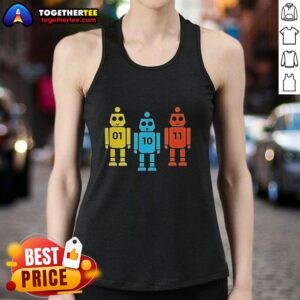 Awesome Christian Hubicki showcasing a Robot Tank Top design in a vibrant setting, perfect for fans of robotics.
