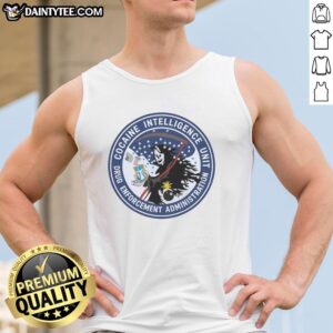 Stylish Nice Cocaine Intelligence Unit DEA tank top featuring bold design, perfect for casual wear and drug enforcement awareness.