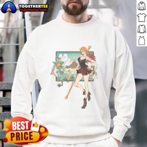 Original Nami One Piece Cat Burglar anime sweatshirt featuring vibrant colors and iconic character design.
