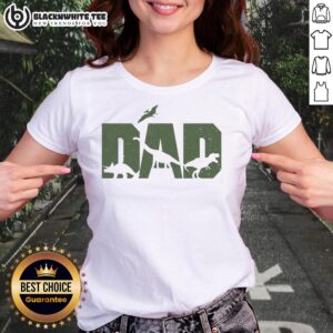 Nice Dinosaur Dad Father's Day Ladies Tee featuring a fun dino graphic, perfect gift for dinosaur-loving dads.