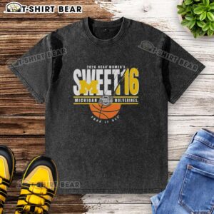 Michigan Wolverines NCAA Women's Sweet 16 2026 March Madness Four It All Washed T-Shirt in blue and maize colors