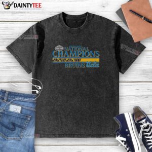 Official UCLA Bruins NCAA Women's Basketball 2026 National Champions washed t-shirt displayed on a neutral background.