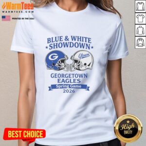 Pretty blue and white Georgetown Eagles Spring Game 2026 ladies tee showcasing team spirit and vibrant colors.