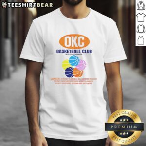 Alt Text: Top Oklahoma City Thunder Basketball Club T-Shirt featuring vibrant interior and exterior design, perfect for fans.