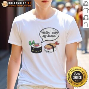 Alt Text: Funny Rollin With My Homie T-Shirt featuring a playful graphic design, perfect for casual wear and humor lovers.