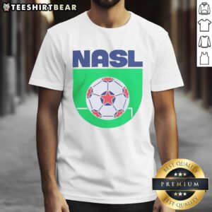 Official North American Soccer League Logo T-Shirt featuring a bold design and vibrant colors for soccer fans.