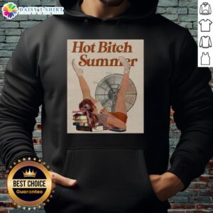 Vintage poster hoodie featuring 'Hot Bitch Summer' design, perfect for stylish summer outfits and retro fashion lovers.