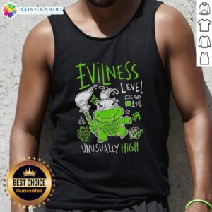 Baby Bowser tank top featuring a quirky design with high evilness level, perfect for fans of Mario and whimsical apparel.