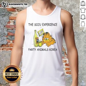 Party Animals Korea tank top featuring 'Original The Soju Experience' design, perfect for nightlife and summer fun.