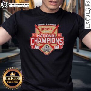 Alt Text: Premium Denver Pioneers 2026 NCAA Frozen Four Men's Ice Hockey National Champions T-Shirt in navy blue.