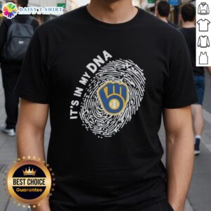 Alt Text: Top Milwaukee Brewers In My DNA logo t-shirt featuring a vibrant design celebrating baseball fandom.