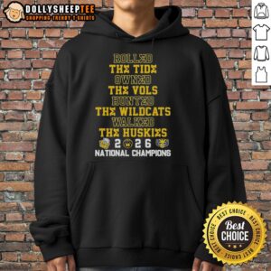 2026 Michigan Wolverines hoodie featuring bold graphics celebrating victories over top teams like Alabama and Tennessee.