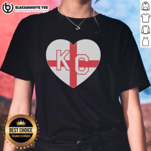 Alt Text: Official England KC Heart Red Ladies Tee featuring a stylish design, perfect for fans of English football.