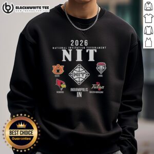 2026 NCAA Division I Men's Basketball Postseason NIT Champion logo sweatshirt featuring bold graphics and team colors.