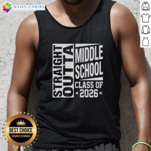 Official Straight Outta Middle School Class of 2026 tank top design featuring bold text and trendy style for graduates.