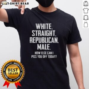 Alt Text: Nice White Straight Republican Male T-Shirt featuring a humorous message for provocative political discussion.