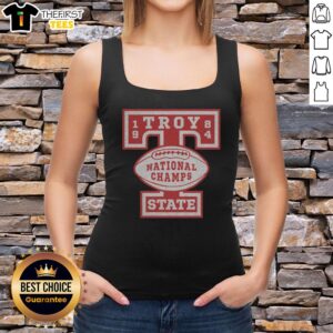 Top Troy State Football 1984 National Champions tank top featuring team logo and vibrant colors for fans and collectors.