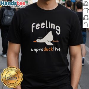 Alt Text: Original Sleeping Duck Feeling Unproductive Funny T-Shirt featuring a cartoon duck napping, perfect for casual wear.