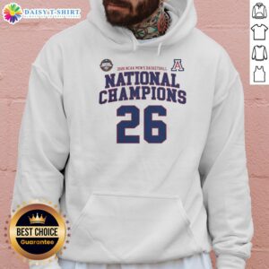 Arizona NCAA Division I Men's Basketball National Champions Hoodie in blue, featuring team logo and championship details.