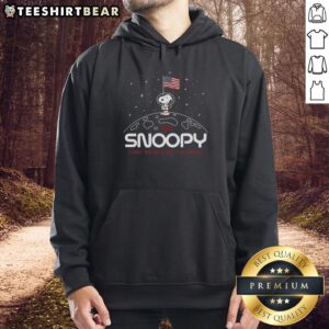 Original Snoopy First Beagle on the Moon 1969 Patriotic Hoodie featuring iconic Snoopy design for space enthusiasts.