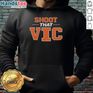 Nice Shoot That Vic Illinois Fighting Illini hoodie displayed on a mannequin, showcasing team colors and logo.