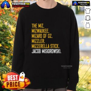 Alt Text: Hot The Miz Milwaukee Mizard Of Oz sweatshirt featuring Jacob Misiorowski's unique design and vibrant colors.