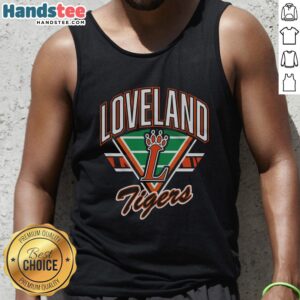 Alt Text: Retro Loveland Tigers Gridiron Tank Top featuring a vibrant design, perfect for sports fans and summer wear.