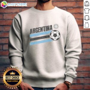 Alt Text: Stylish Top Argentina Sun World Cup football stripe sweatshirt in vibrant colors, perfect for fans and casual wear.