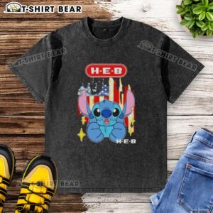 Pretty stitch-like H-E-B USA flag washed t-shirt showcasing vibrant colors and a trendy design for casual wear.