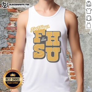 Nice Fort Hays Est 1902 Gold Tank Top featuring vintage design and comfortable fit, perfect for casual wear.