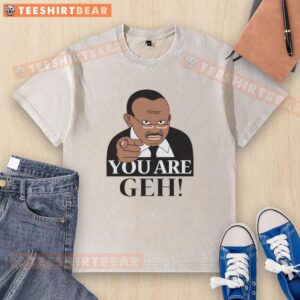 Funny You Are Geh meme graphic on a washed t-shirt, showcasing a humorous design for LGBTQ+ pride.