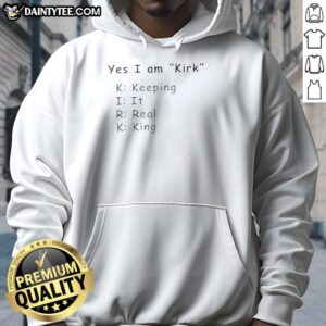 Stylish Hot Yes I Am Kirk Keeping It Real King Hoodie showcased in a vibrant urban setting, perfect for trendy outfits.