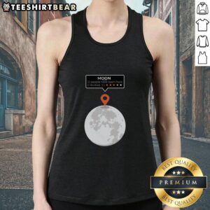 Funny tank top featuring 'Awesome Moon Location Review' design, perfect for casual outings and lunar enthusiasts.
